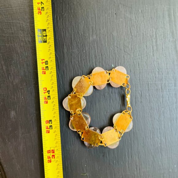 2  VNT ITEMS gold foiled uranium glass bead necklace & Rose Quarts Pink Bracelet - Picture 5 of 8